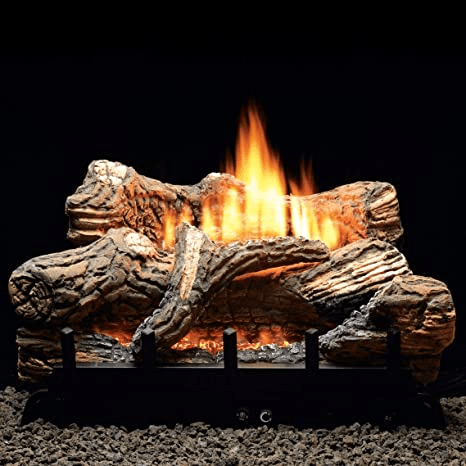 Fireplaces - Wood fireplace in front of black background